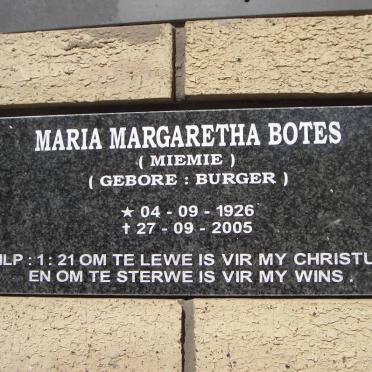BOTES Maria Margaretha nee BURGER 1926-2005
