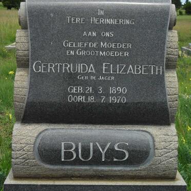 BUYS Gertruida Elizabeth nee DE JAGER 1890-1970