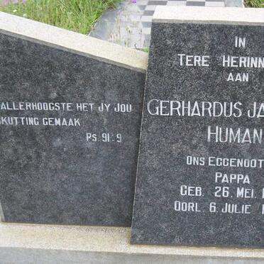 HUMAN Gerhardus Jacobus 1913-1965