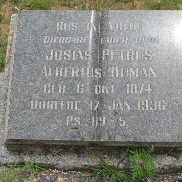 HUMAN Josias Petrus Albertus 1874-1936