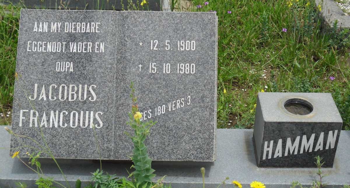 HAMMAN Jacobus Francouis 1900-1980 &amp; Johanna Christina JACOBS 1902-2000