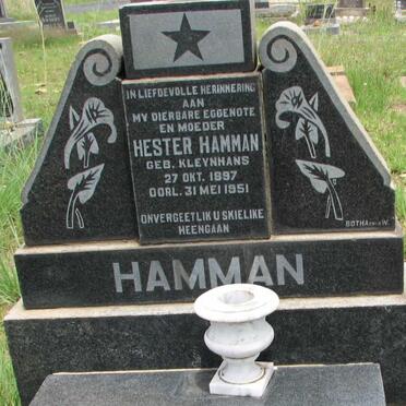 HAMMAN Hester nee KLEYNHANS 1897-1951