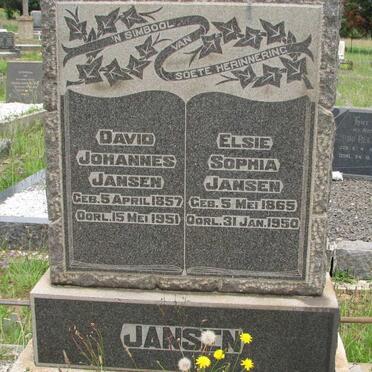 JANSEN David Johannes 1857-1951 &amp; Elsie Sophia 1865-1950