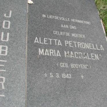 JOUBERT Aletta Petronella Maria Magdalena nee BOOYENS 1943-
