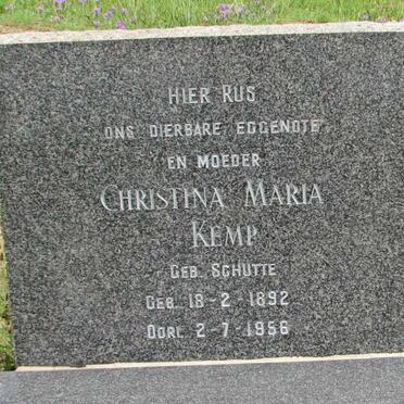 KEMP Christina Maria nee SCHUTTE 1892-1956