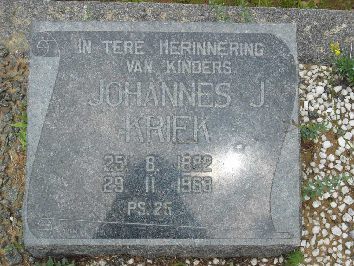 KRIEK Johannes J. 1882-1963 &amp; Hester C.N.M. 1896-1960