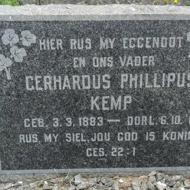 KEMP Gerhardus Phillipus 1883-1961 &amp; Elizabeth Francina VAN AARD 1892-1980