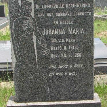 OOSTHUIZEN Johanna Maria nee V.D. MERWE 1913-1956