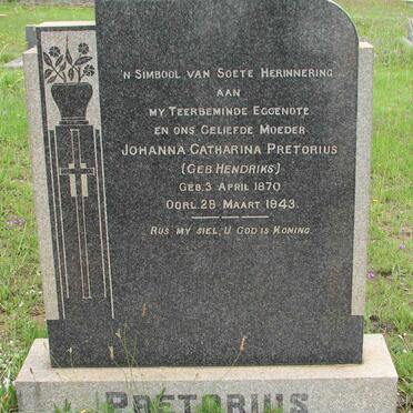 PRETORIUS Johanna Catharina nee HENDRIKS 1870-1943