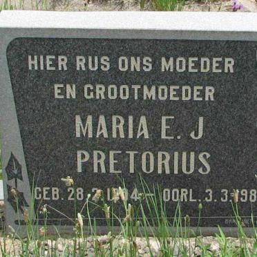 PRETORIUS Maria E.J. 1904-1980