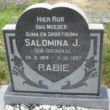 RABIE Salomina J. nee ODENDAAL 1919-1997