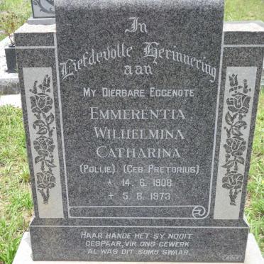 RENSBURG Emmerentia Wilhelmina Catharina, Janse van nee PRETORIUS 1908-1973