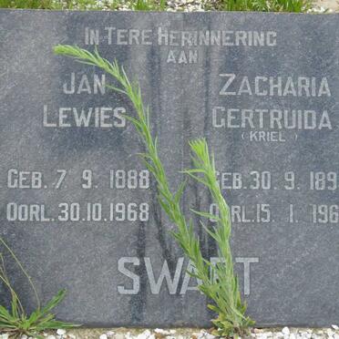SWART Jan Lewies 1888-1968 &amp; Zacharia Gertruida KRIEL 1897-1965