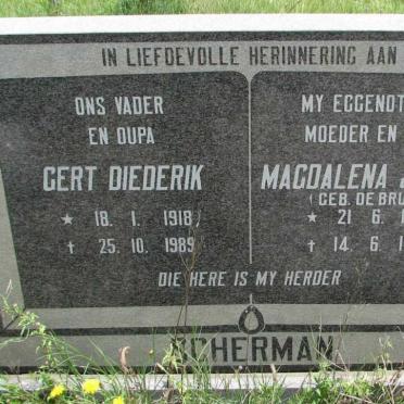 SCHERMAN Gert Diederik 1918-1989 &amp; Magdalena Jacoba DE BRUYN 1923-1988