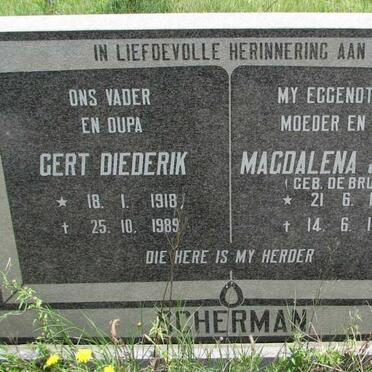 SCHERMAN Gert Diederik 1918-1989 &amp; Magdalena Jacoba DE BRUYN 1923-1988