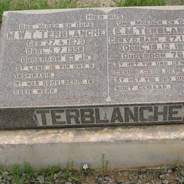 TERBLANCHE M.W.T. 1875-1958 &amp; E.M. V.D. BANK 1876-1951