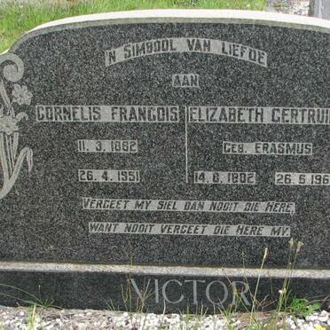 VICTOR Cornelis Francois 1882-1951 &amp; Elizabeth Gertruida ERASMUS 1882-1967