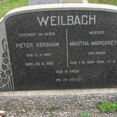 WEILBACH Pieter Abraham 1887-1959 &amp; Martha Margaretha NAUDE 1892-1967