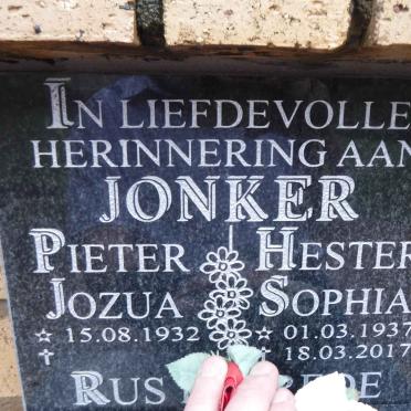 JONKER Pieter Jozua 1932- &amp; JONKER Hester Sophia 1937-2017