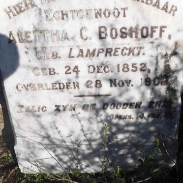 BOSHOFF Alettha C. nee LAMPRECKT 1852-1902