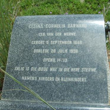 BARNARD Gesina Cornelia nee VAN DER MERWE 1888-1959