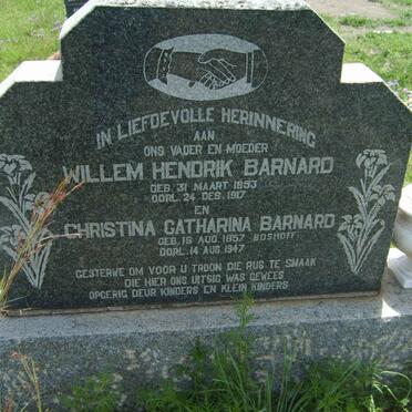 BARNARD Willem Hendrik 1853-1917 &amp; Christina Catharina BOSHOFF 1857-1947