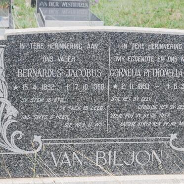 BILJON Bernardus Jacobus, van 1892-1968 &amp; Cornelia Petronella TAUTE 1893-1966 