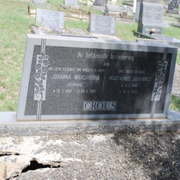 CROUS Marthinus Johannes 1882-1970 &amp; Johanna Margaritha ODENDAAL 1891-1969