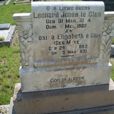 CLUS Leonard Jones, le 1854-1932 &amp; Rosina Elizabeth MEYER 1857-1931