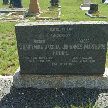 FOURIE Johannes Marthinus 1861-1948 &amp; Wilhelmina Jacoba 1864-1927