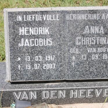 HEEVER Hendrik Jacobus, van den 1917-2003 &amp; Anna Christina VAN ROOYEN 1921-