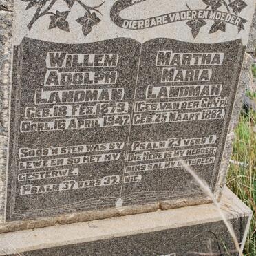 LANDMAN Willem Adolph 1979-1947 &amp; Martha Maria VAN DER GRYP 1882-