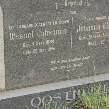 OOSTHUIZEN Wessel Johannes 1884-1945 &amp; Johanna Elizabeth SENEKAL 1895-1968
