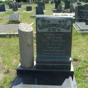 PLESSIS Helet Ranonkie, du nee DE WET 1934-1965