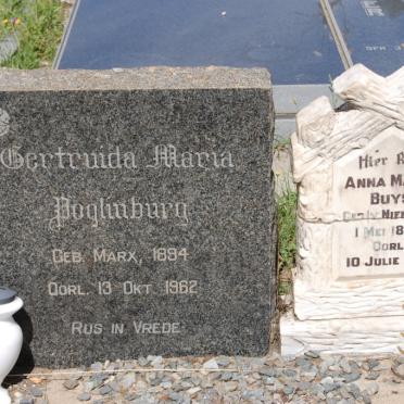 POGLINBURG Gertruida Maria nee MARX 1894-1962 :: BUYS Anna Maria nee VAN NIEKERK 1887-1921