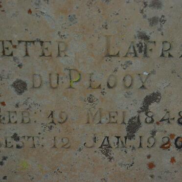 PLOOY Pieter Lafras, du 1848-1920 &amp; Elizabeth Johanna Susanna MOOLMAN 1852-1924