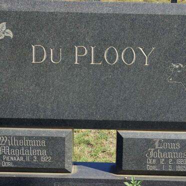 PLOOY Louis Johannes, du 1920-1965 &amp; Wilhelmina Magdalena PIENAAR 1922-