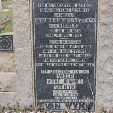 WYK Adolf Johannes, van 1880-1946 &amp; Susanna Margaretha WESSELS 1884-1943