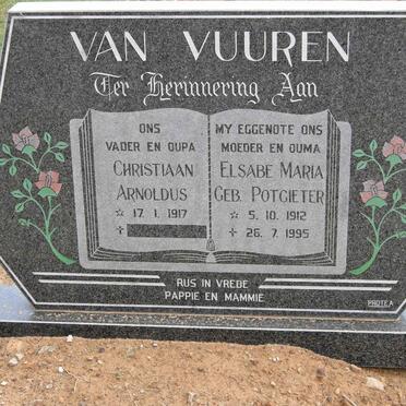 VUUREN Christiaan Arnoldus, van 1917-  &amp;  Elsabe Maria POTGIETER 1912-1995