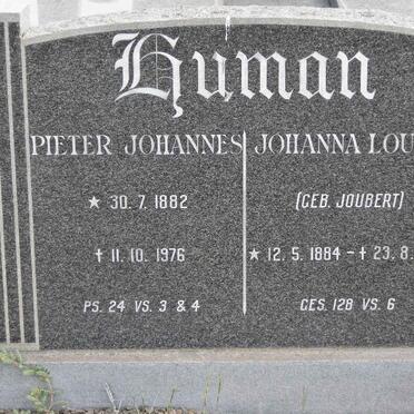 HUMAN Pieter Johannes 1882-1976 &amp; Johanna Louisa JOUBERT 1884-1978