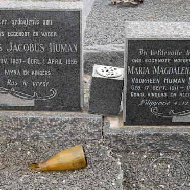 HUMAN Lukas Jacobus 1897-1955 &amp; Maria Magdalena SADIE, formerly HUMAN, nee HUMPHRIES 1911-1984