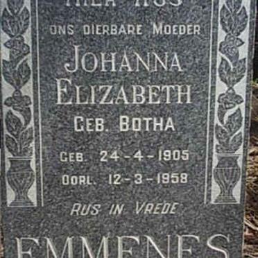 EMMENES Johanna Elizabeth nee BOTHA 1905-1958