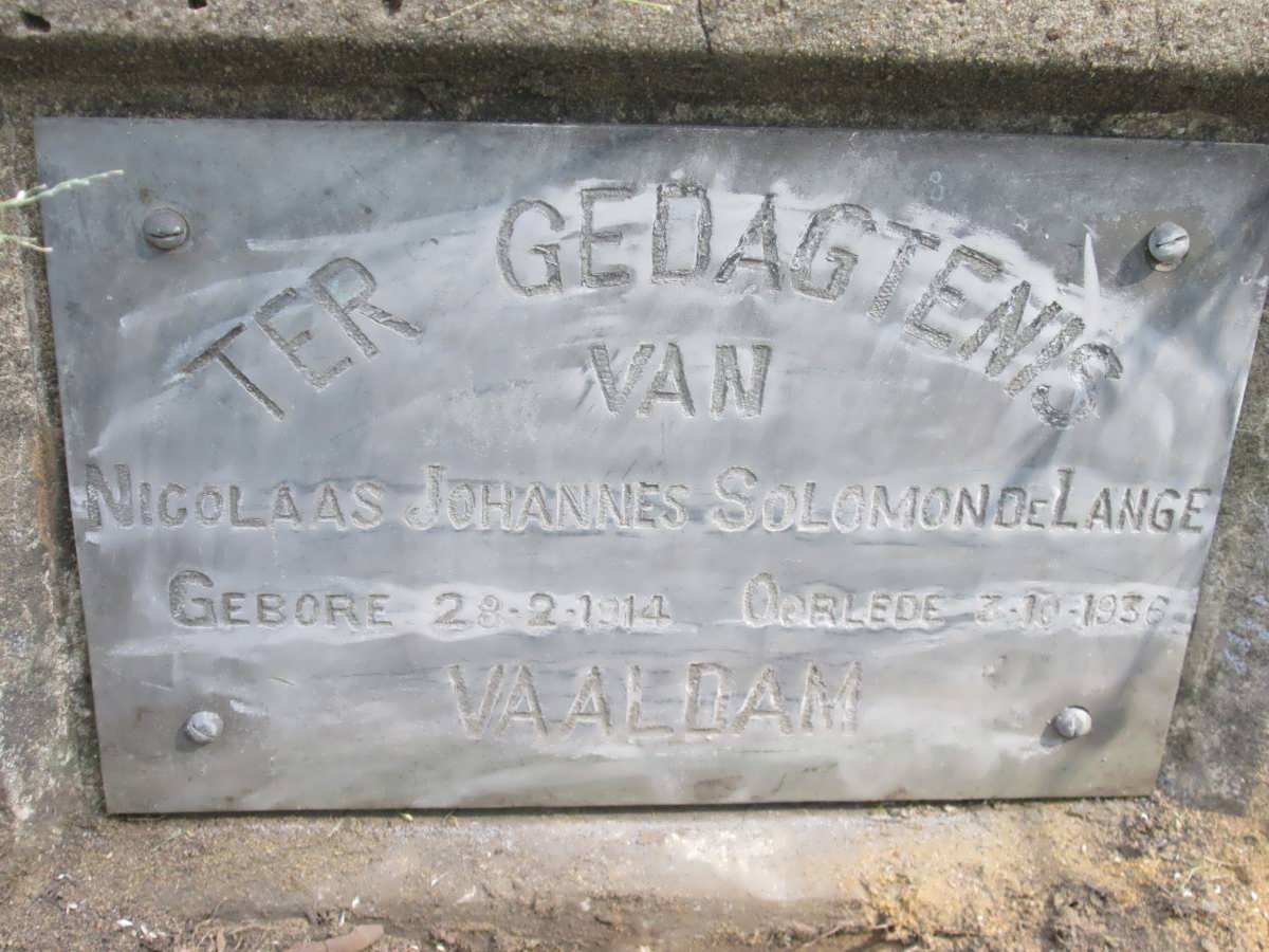 LANGE Nicolaas Johannes Solomon, de 1914-1936