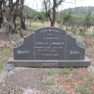 GREEFF Johannes H. 1888- &amp; Alida J.J.A. BROODRYK 1893-1967