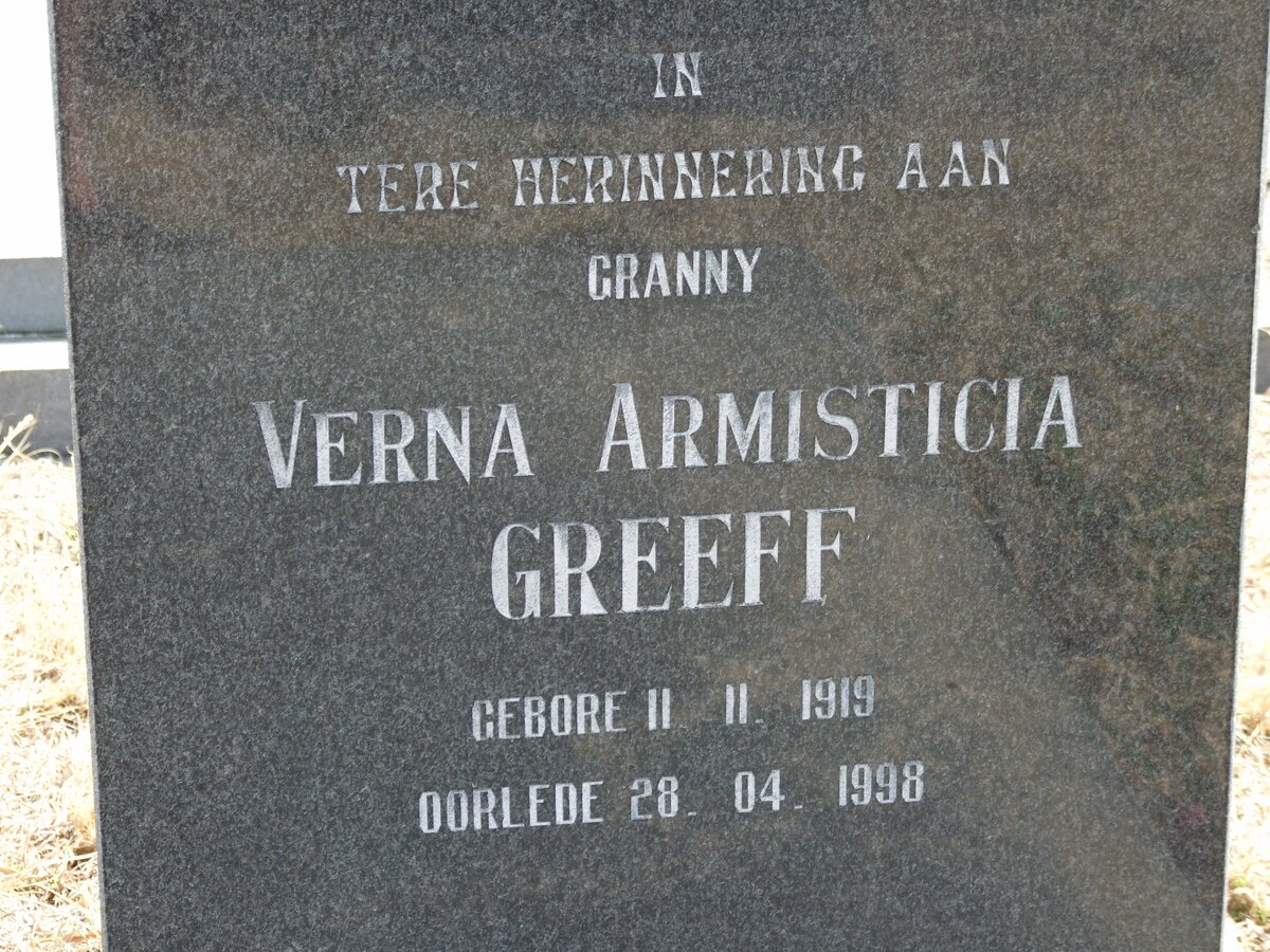 GREEFF Verna Armisticia 1919-1998