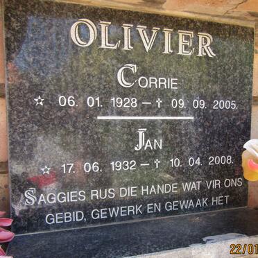 OLIVIER Jan 1932-2008 &amp; Corrie 1928-2005