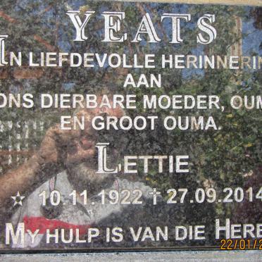 YEATS Lettie 1922-2014