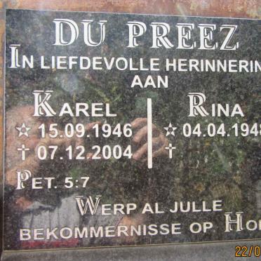 PREEZ Karel, du 1946-2004 &amp; Rina 1948-