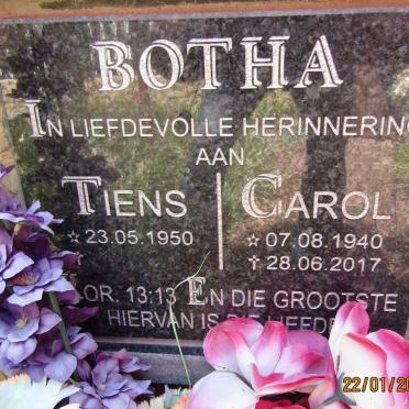 BOTHA Tiens 1950- &amp; Carol 1940-2017