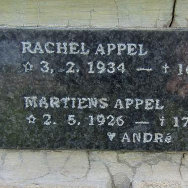 APPEL Martiens 1926-1999 &amp; Rachel 1934-1993